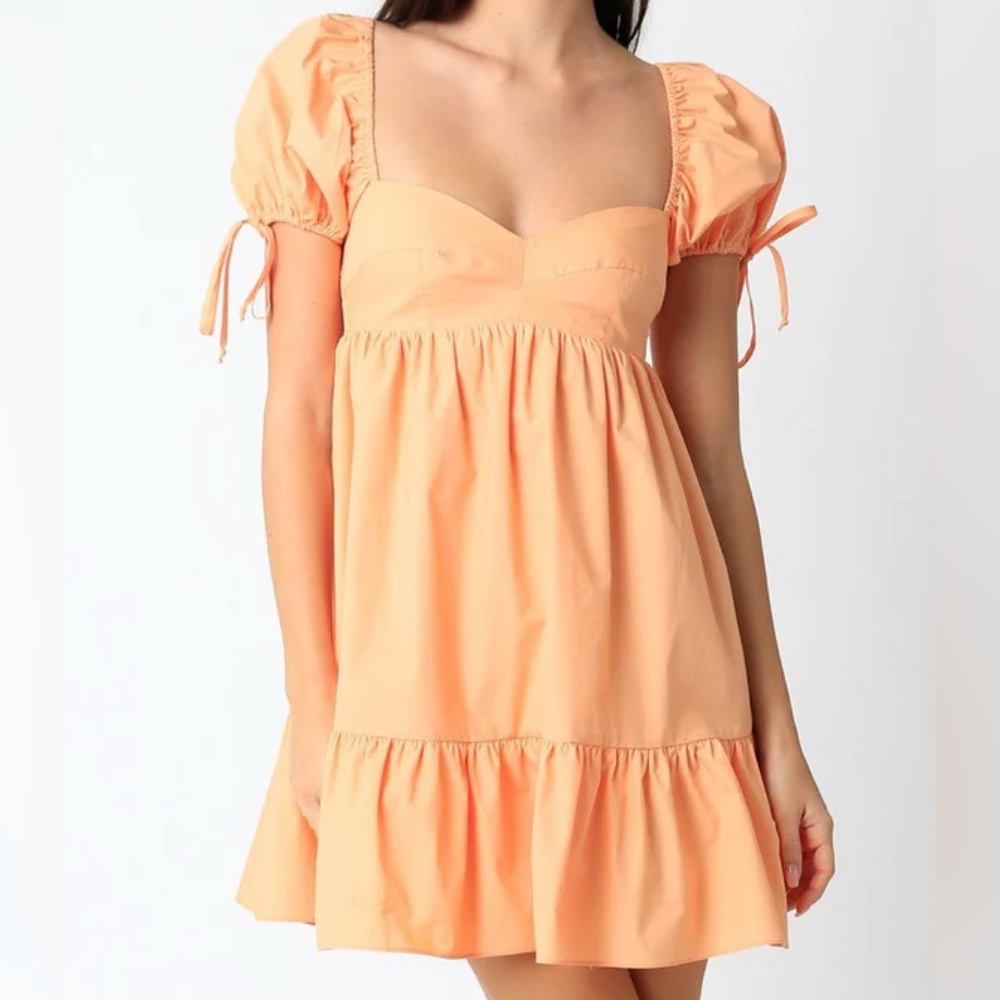 Light orange Puff Sleeve Dress